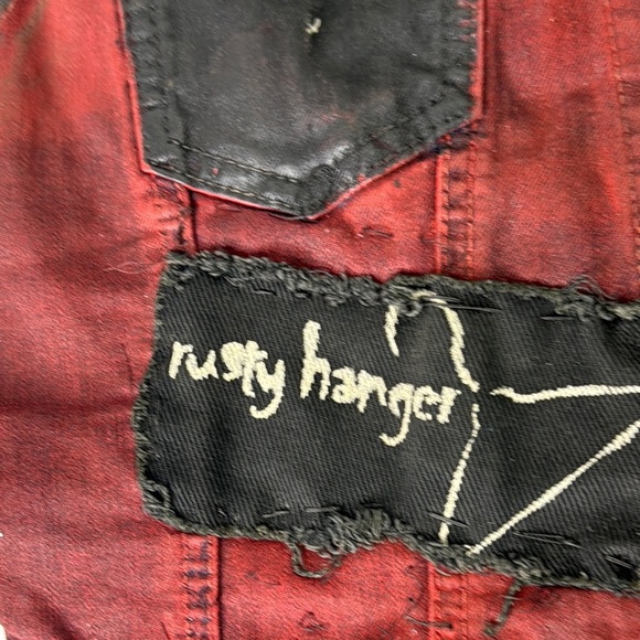 Upcycled Wax Jean Denim Vest with Patches size small - Picture 7 of 11